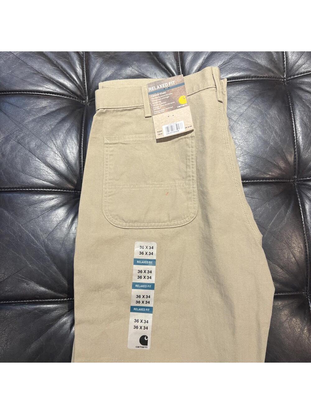 Carhartt Canvas Relaxed Fit khaki Work Pants B299 GKH 36x34